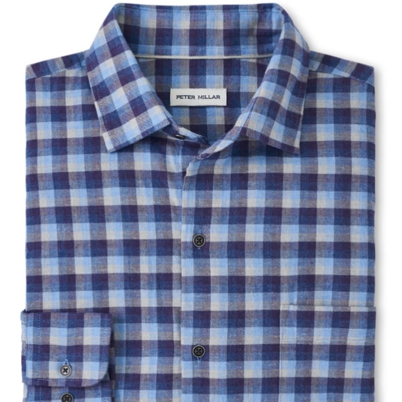 Peter Millar Men's Medium Ocean Blue North Bay Cotton Sport Shirt MSRP $160